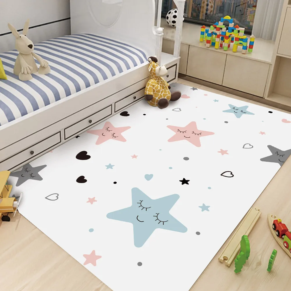 

Cute Cartoon Carpet Star Smile Pattern Soft Floor Children Crawling Play Children's Safe Carpet Baby Rugs for Bedroom Tatami