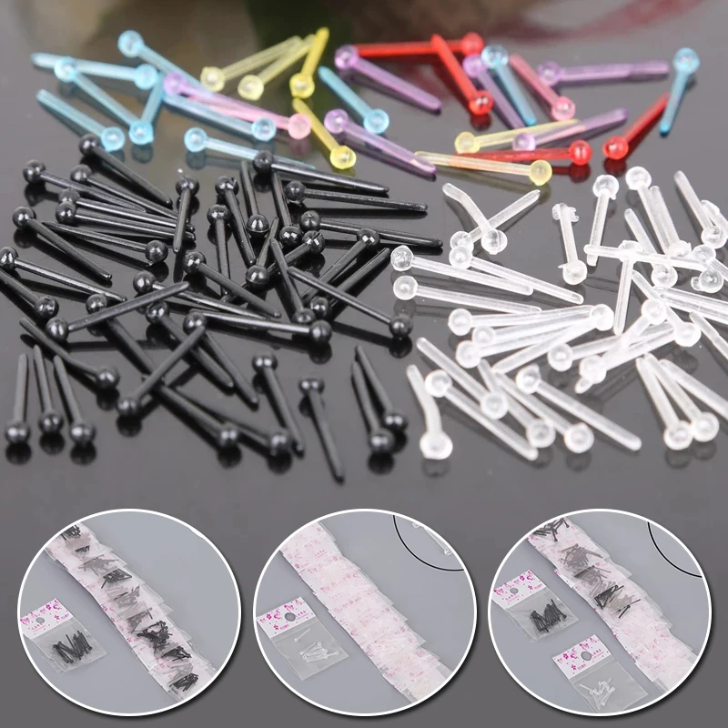 

100Pcs Hypoallergenic Plastic Earrings Sticks Studs Pins Bars Ear Piercing Retainer women Jewelry Making Findings DIY Supplies