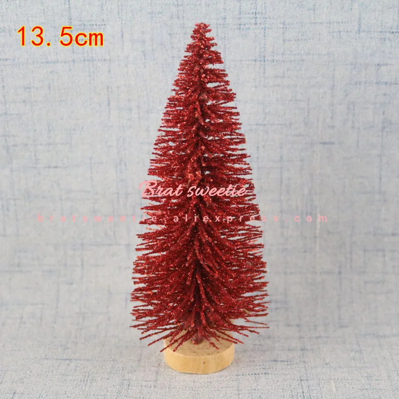 15cm red tree Белое золото зеленое сизалевое волокно Мини Рождественская елка Снежный Мороз сосновая елка модель игрушки DIY ремесло настольное украшение рождественские украшения - Цвет: 15cm red tree