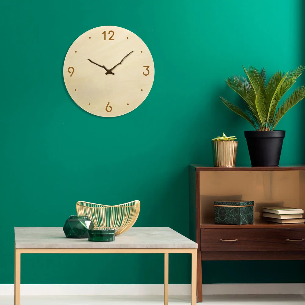 

Abstract Minimalist Branch-Shaped Hands Farmhouse Style Wooden Wall Clock Eco Friendly Natural Wall Decor Hanging Wall Watch