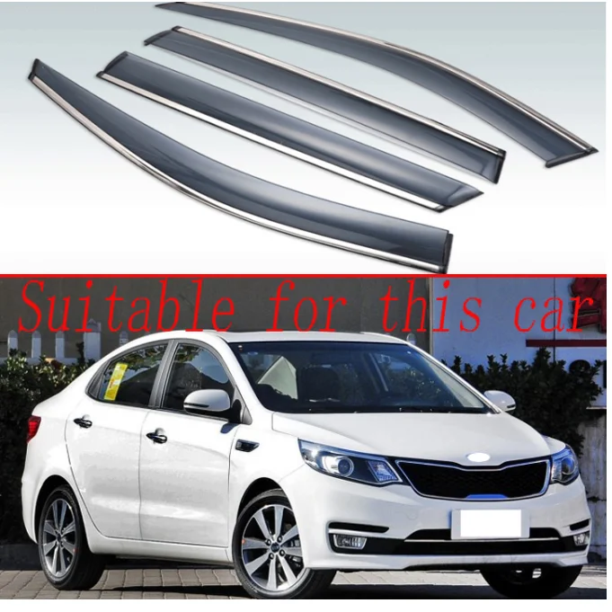 

Для Kia K2 RIO Sedan 2011 2012 2013 2014 2015 2016 пластиковый внешний козырек Vent Shades Window Sun Rain Guard Deflector 4 шт