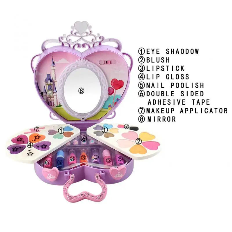 Наборы для макияжа девочек коробка принцессы блестящие тени век помада