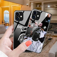 rapper 2pac singer tupac phone case glow luminous tempered glass for iphone 11 12 pro xr xs max 8 x 7 6s plus 2020 12mini cover