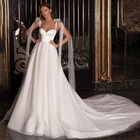 Простое блестящее Тюлевое Свадебное Платье трапециевидного силуэта на тонких бретельках с застежкой-молнией, свадебные платья, свадебные платья, Vestido De Noiva