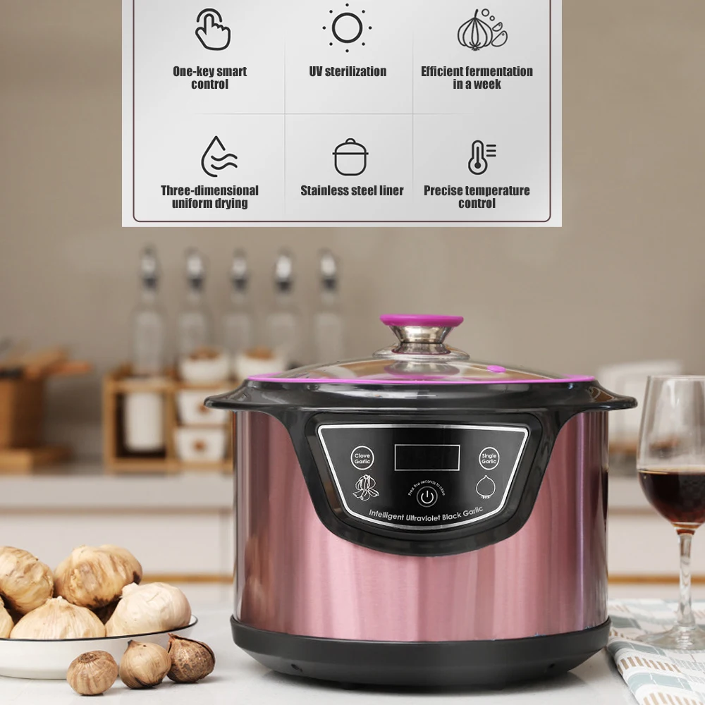 

6л автоматический черный ферментер для чеснока, йогурт, интеллектуальное управление, сделай сам, плита, ферментация чеснока, умная фермента...