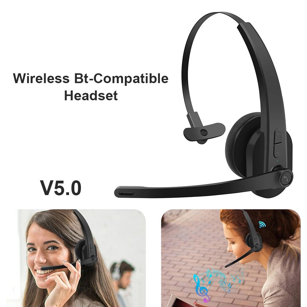 

Wireless Bluetooth-Compatible 5.0 Headset Noise Reduction Hands-Free Headphones for Call Center Computer Customer Service