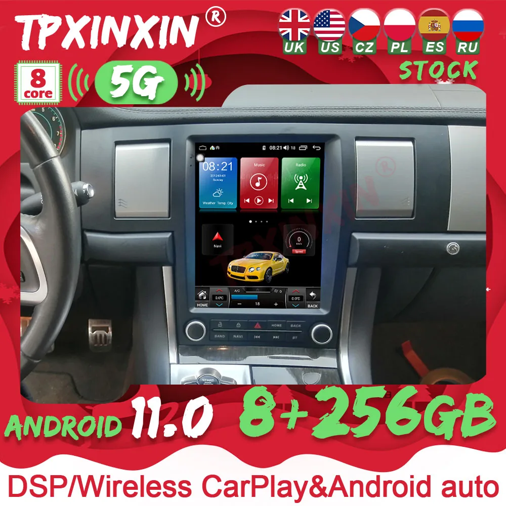 

6G 128G Android 11 For Jaguar XF 2004-2017 Tesla Style Vertical Screen Navigation Car Multimedia Radio Player Built-in Carplay