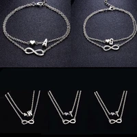 personality chain bracelets silver color geometric infinity symbol capital letter charm braclets jewelry gifts for women1 pc