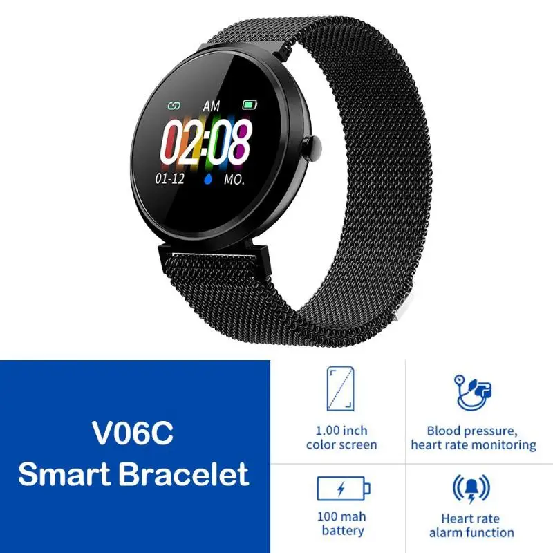 

Durable Smart Bracelet Multi-function V06C Women Intelligent Bracelet IP67 Heart Rate Monitor Fitness Sports Wristband