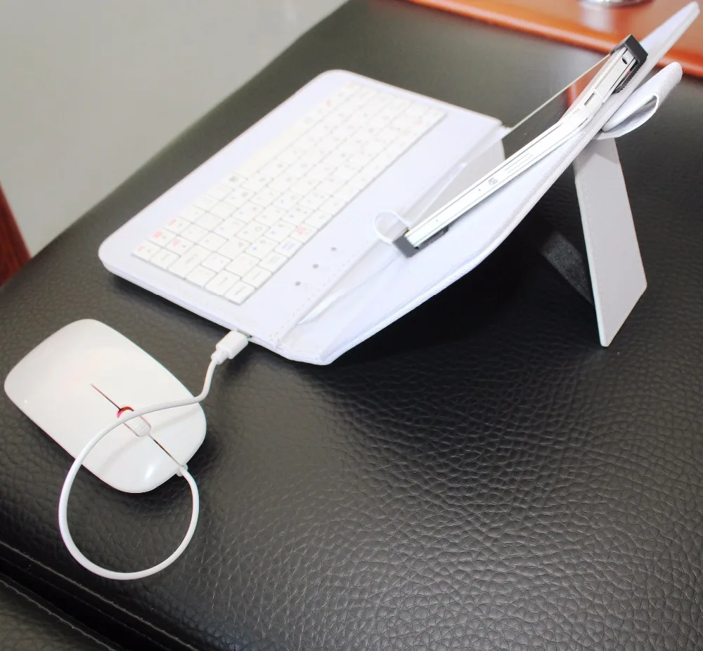Кожаный чехол с USB-клавиатурой и мышью для большинства Android | Бытовая техника