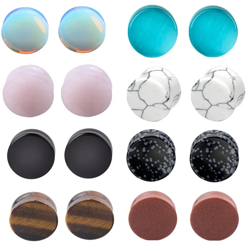 1 пара гвоздиков с натуральным камнем для пирсинга серьги растягиватели тела Orelha