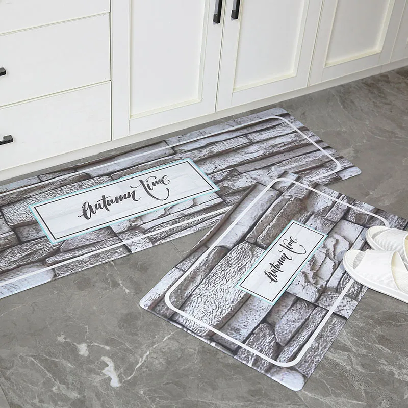 

PVC Kitchen Mat Long Anti Slip Leather Oil Proof Waterproof Carpet for Kitchen Mat Modern Bathroom Rugs Anti Fatigue Floor Mat