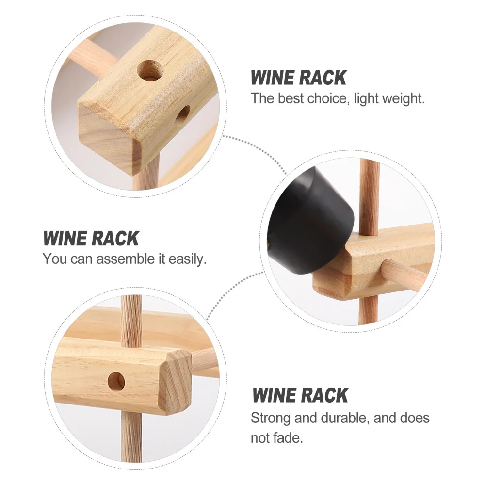 

1Pc Home DIY Storage Rack Wooden Bottle Holder Desktop Decor