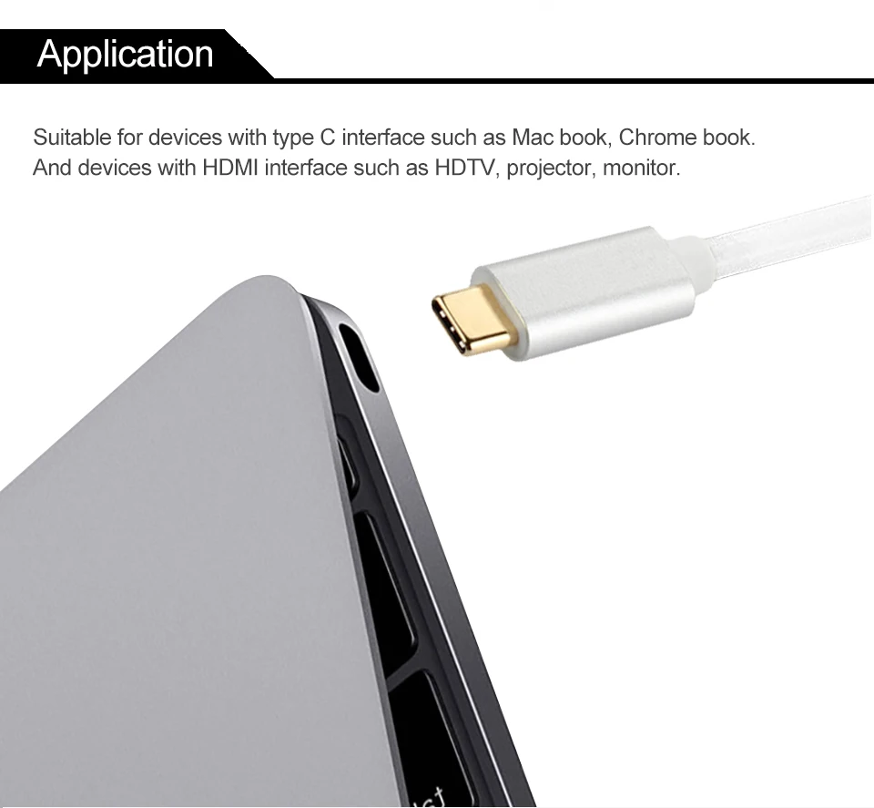Кабель-адаптер type-C к HDMI для мужчин и женщин(совместим с Thunderbolt3) к HDMI USB 3,1 алюминиевый тип C для MacBook Chromebook
