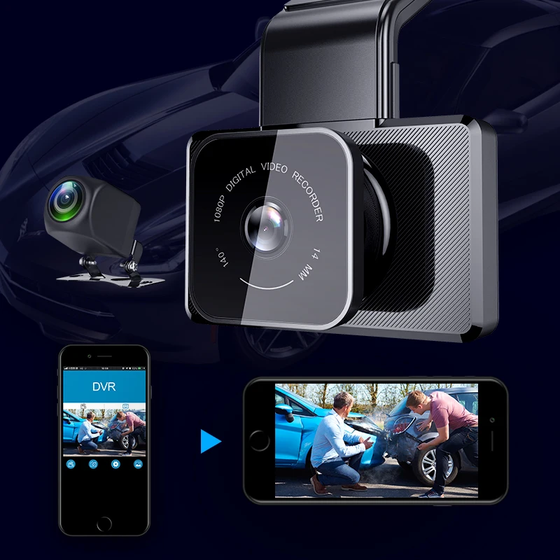 Автомобильный видеорегистратор 3 ''HD Mini скрытый Wifi gps с ips экраном двумя