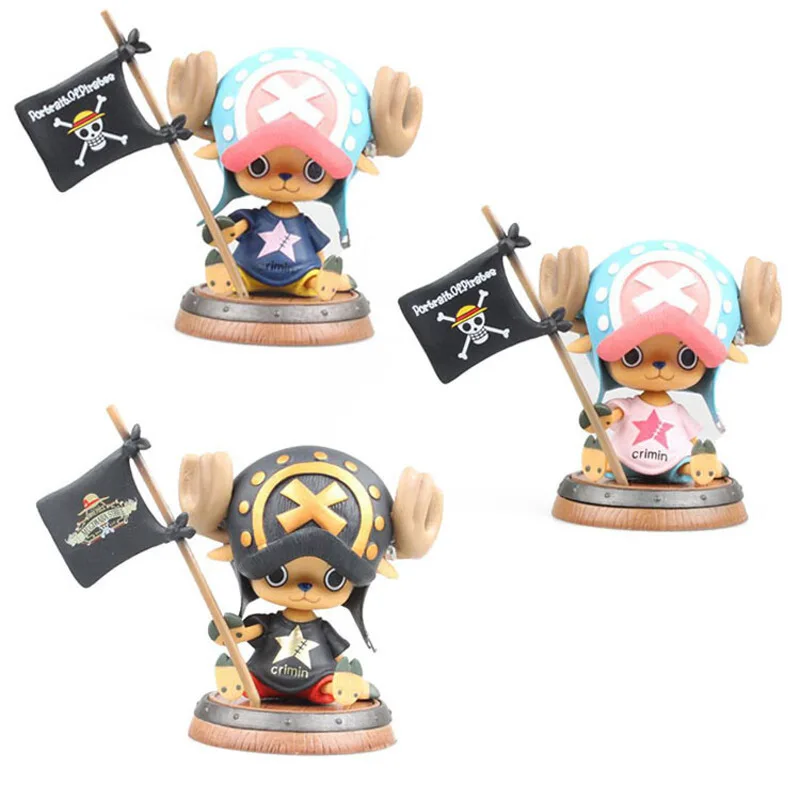 

Anime One Piece Tony Tony Chopper With Pirate Flag Action Figure Vinyl Model Kids Birthday Gift Cake Decoration Vehicle Toys