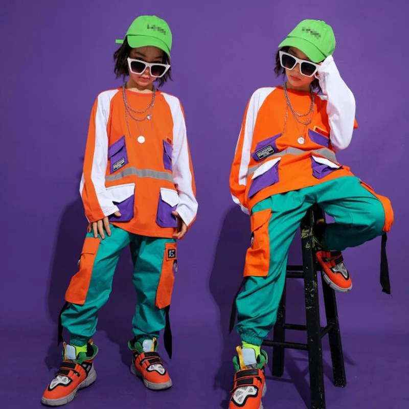 Детская Одежда для танцев в стиле хип-хоп свитшот топ Укороченное пальто