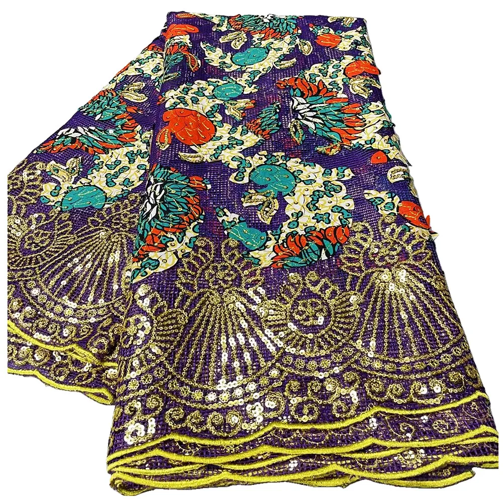 

Женская ткань, оригинальная кружевная ткань с блестками, воск для свадьбы, 5 ярдов/шт.