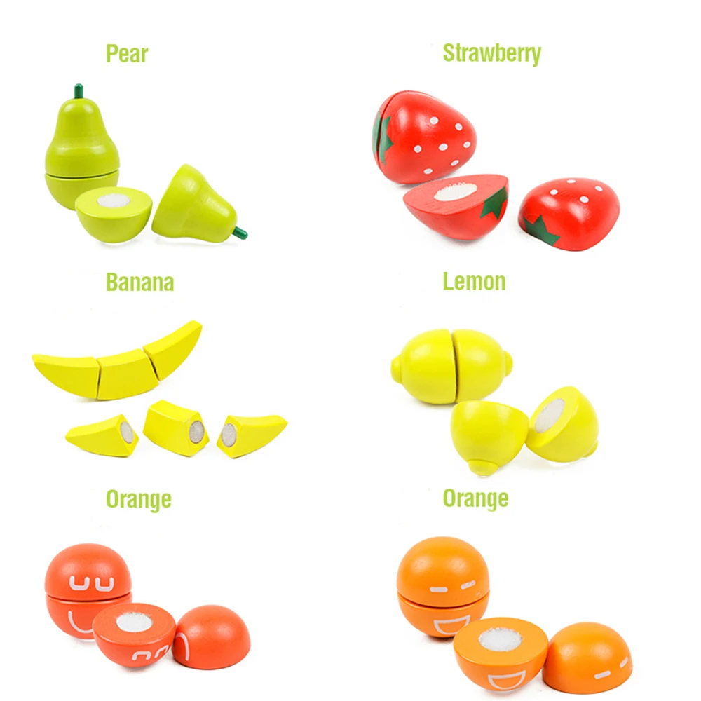 Деревянные игрушки для кухни фрукты овощи красочные пазлы ролевых игр детские