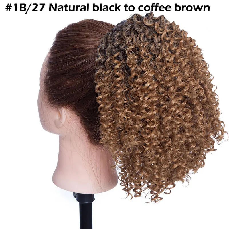 coffee brown Заколка для хвоста на шнурке, кудрявые, кудрявые, заколка для хвоста, конский хвост, 8 дюймов, короткое, обтягивающее, синтетический хвост, волосы для африканских - Цвет: coffee brown