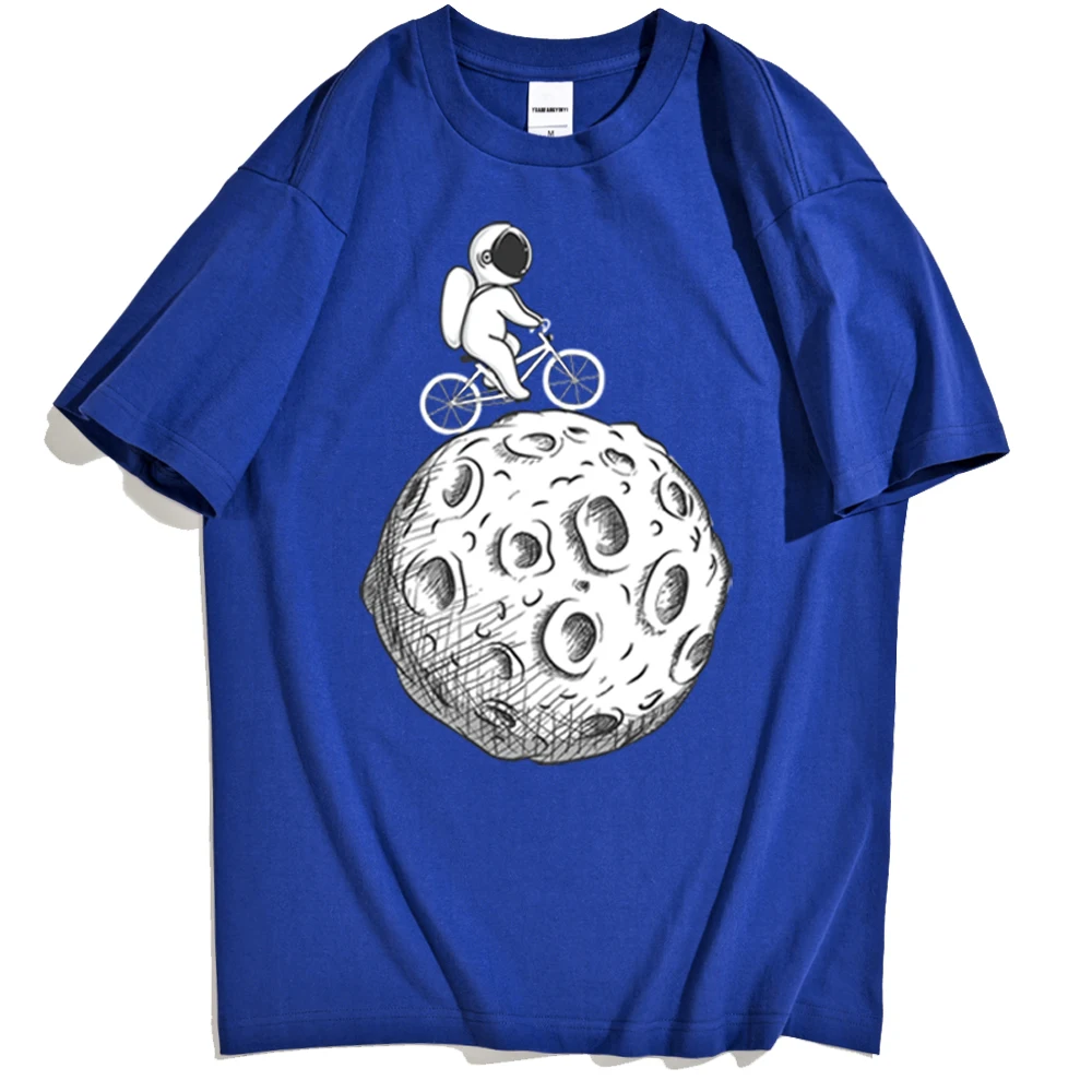 

2021 Trendy Men's T-shirt Moon Astronaut Cycling Print New Harajuku Short Sleeve Schupunk Men's Casual Loose Graphic T-shirt