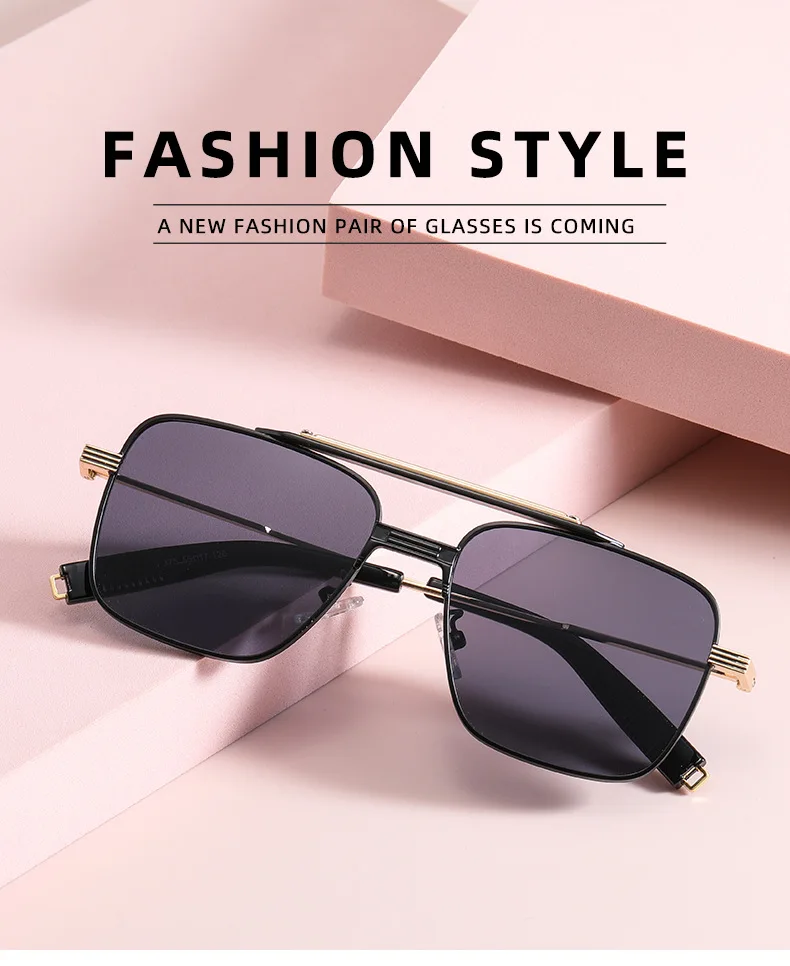 

Солнцезащитные очки двойной мост, квадратный стиль, градиентные линзы, ретро, классический, брендовый дизайн, 2A375