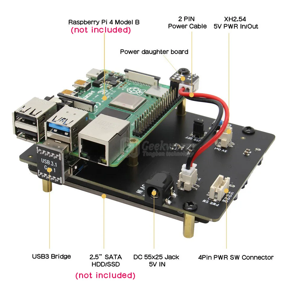 Raspberry Pi X825 V1.5 2 5 дюйма SATA HDD/SSD плата для 4 | Компьютеры и офис