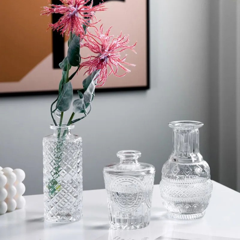 

Simple Transparent Glass Small Vase Nordic Decoration Living Room Flower Home Vases Aromatherapy Bottle