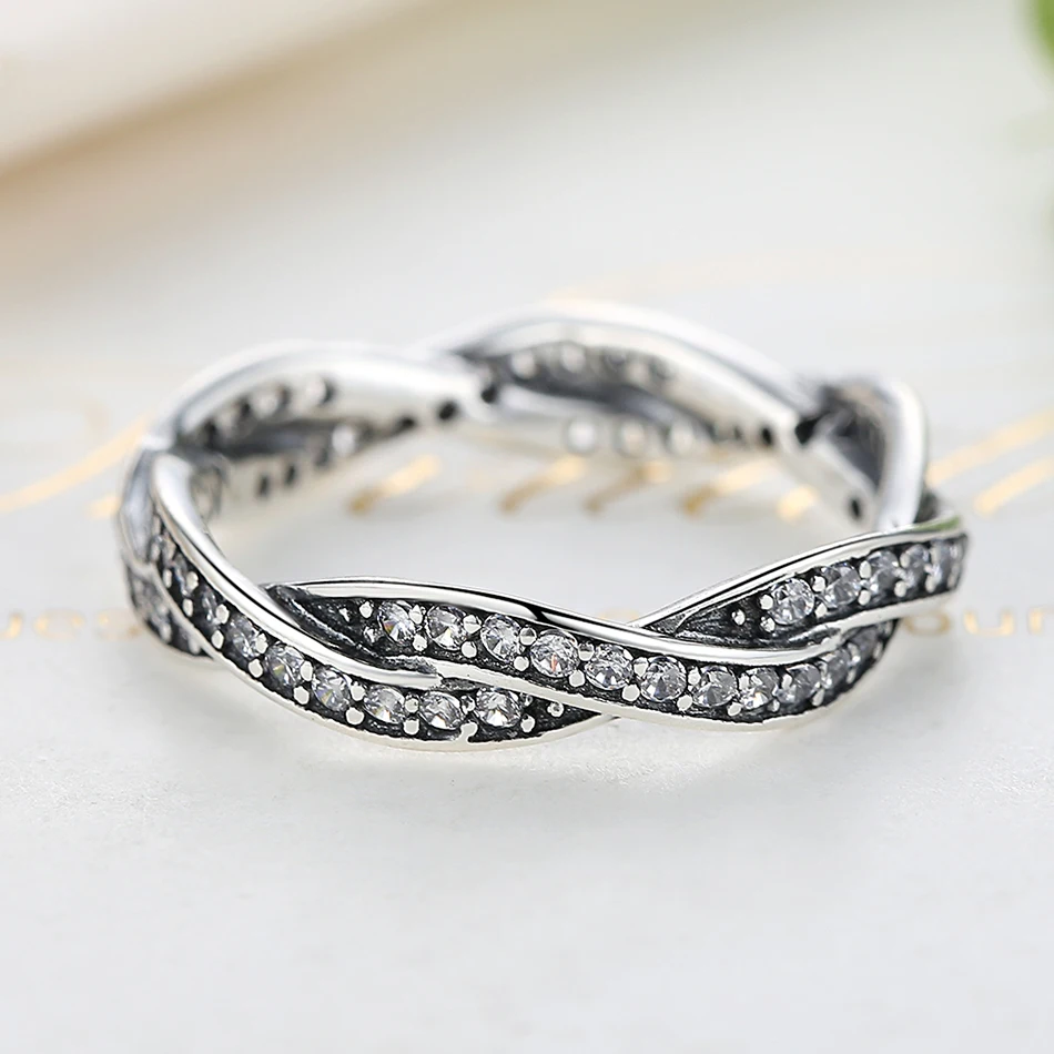 Аутентичные 925 стерлингового серебра поворот судьбы прозрачными камнями для