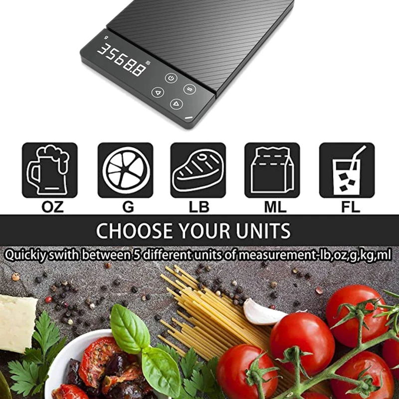 

Food Scale,Digital Kitchen Scale,0.1G/0.1Oz Precise Graduation,USB Rechargeable Multifunction Scale with LCD Display