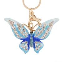 factory main product butterfly rhinestone keychain excellent quality custom cute 3d keychain