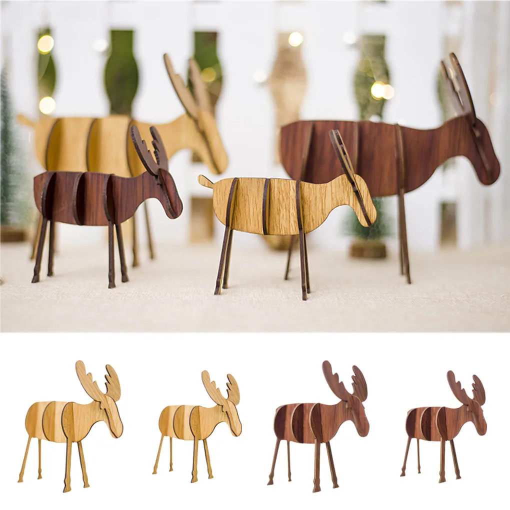 Деревянные животные настольные украшения праздничные фигурки Рождественские