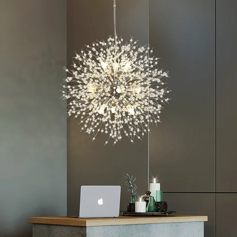 LED Modern Crystal Chandelier Nordic Dandelion Pendant Light Indoor Lighting Hanging Lamp Bedroom Living Dining Room Decoration 3
