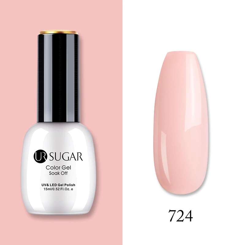Ur Sugar, 15 мл, Цветной Гель-лак, гибридный лак для ногтей, для маникюра, УФ-светодиодный Полупостоянный гель для ногтей, впитывающий Гель-лак, базовое верхнее покрытие - Цвет: 724