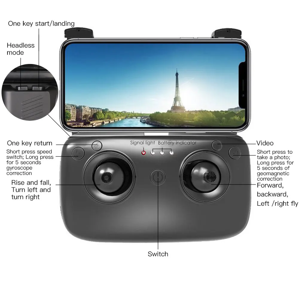 Квадрокоптер Профессиональный Дрон gps с камерой HD 1080P WiFi FPV Surround 20mins fly time широкоугольный пульт дистанционного управления вертолет