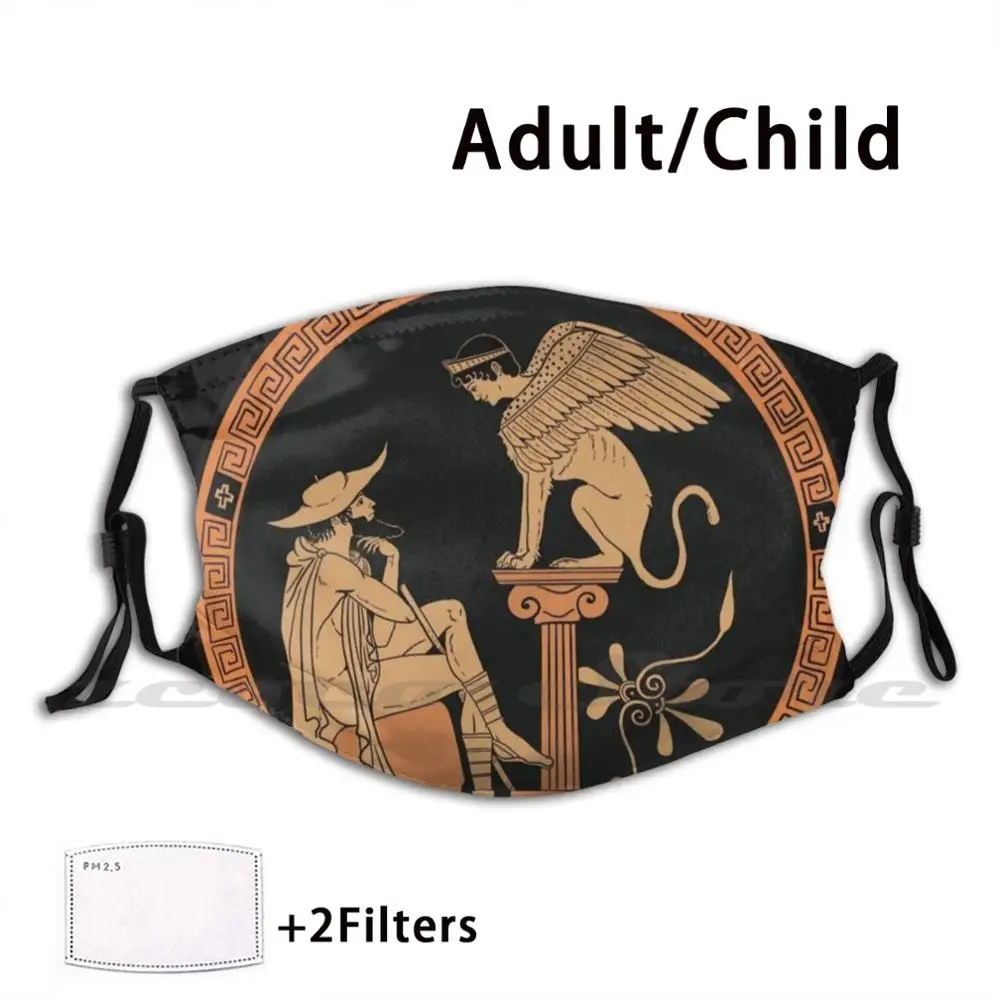 

Oedipus And The Sphinx Washable Trending Customized Pm2.5 Filter Mask Archaeology Oedipus Tondo Red Figure Athens Ancient