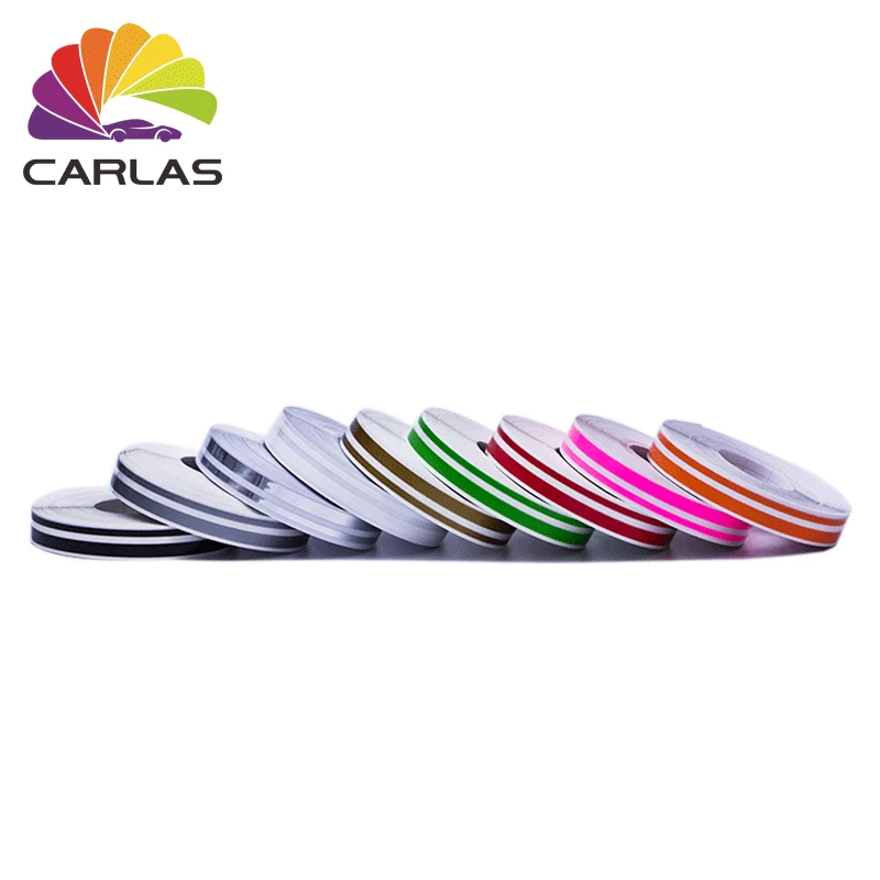 1Рулон 1см*9,8м Полоска Параллельная Двойная Лента Отражающая Декоративная Виниловая Наклейка для Автомобиля Корпус Хром.