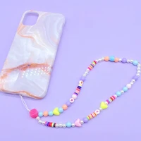 colorful heart shaped beads delicate mobile phone chain phone strap women accessories 2021