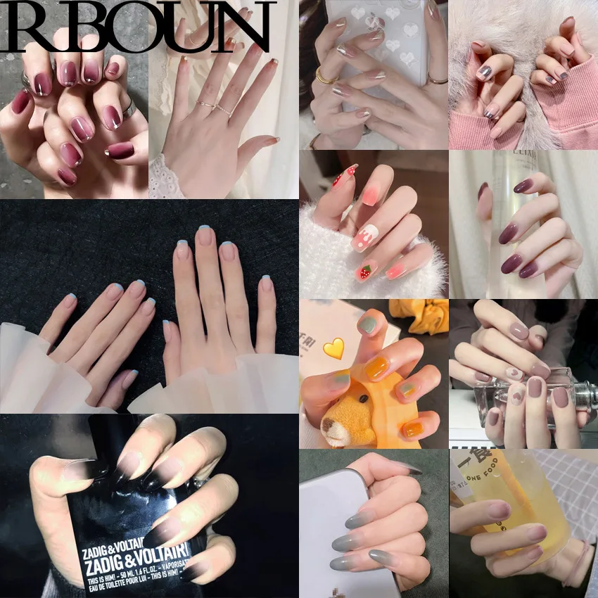 

Искусственные ногти для нейл-арта короткие накладные ногти с клеем гроб палка прозрачный дисплей набор полное покрытие Искусственный диза...