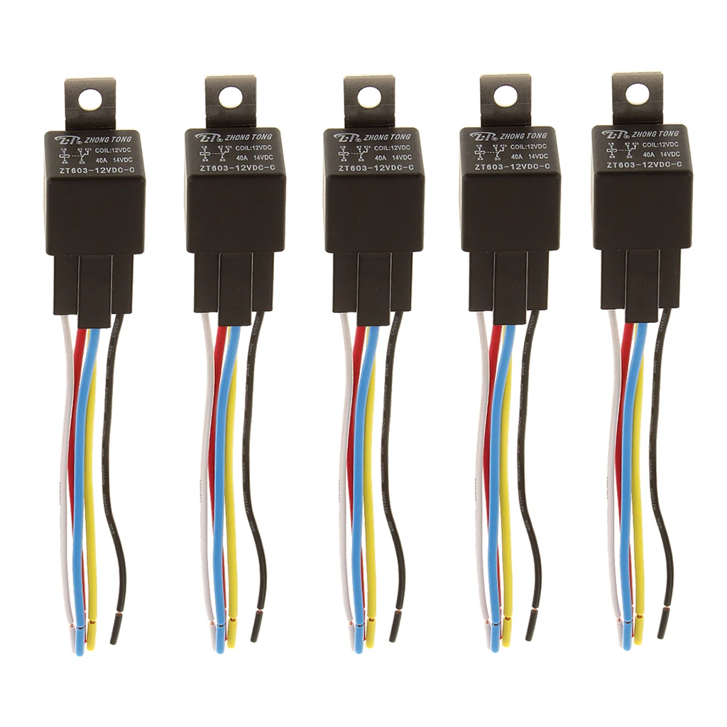 5PCS 12V DC 5-контактный SPDT блокирующая проводка для релейного разъема (с проводами) |
