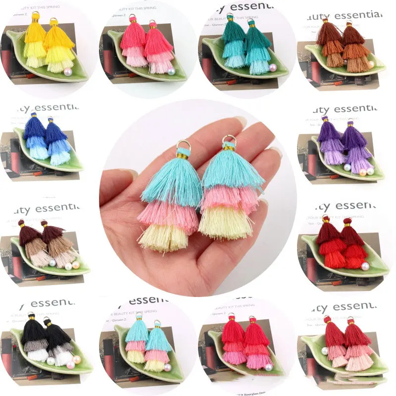 5 см хлопковая маленькая свежая кисточка кисточки ручной работы DIY подвеска 3 слоя