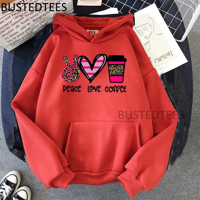 

Peace Love Coffee Fashion Cool Hoodies Female Casual Hoodies Autumn Clothing Hip Hop Hoodies Long Sleeve Harajuku Sweatshirts