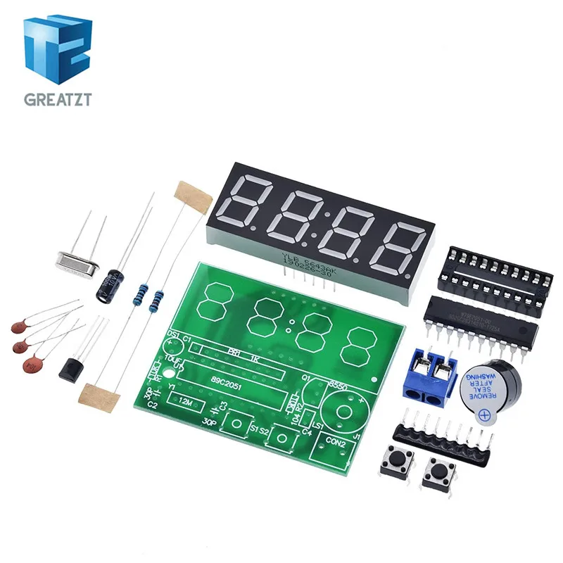 GREATZT AT89C2051 цифровой светодиодный Дисплей 4 биты электронные часы