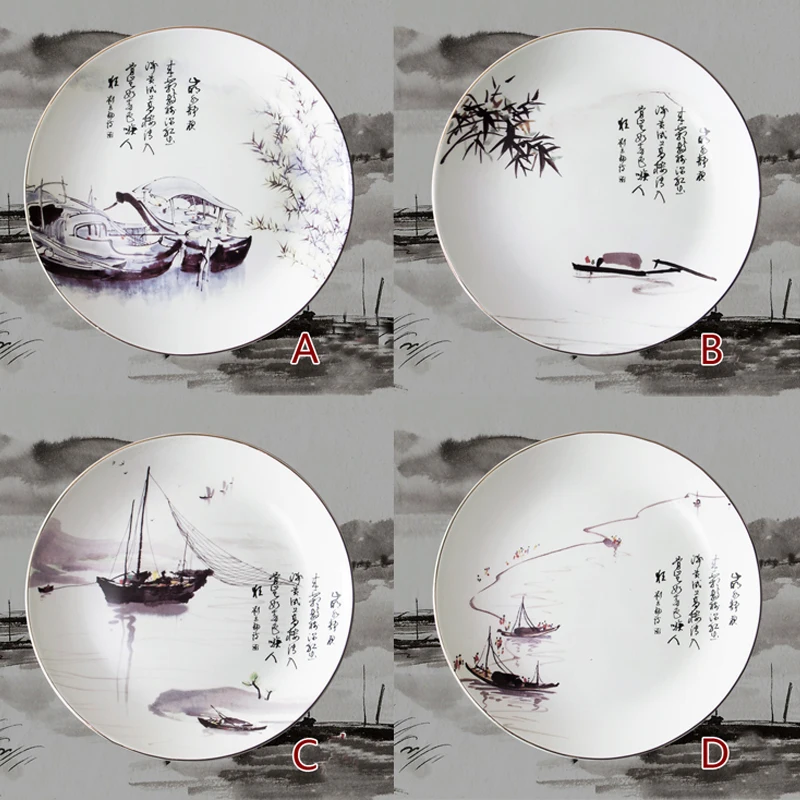 Китайская пейзажная живопись подвесная тарелка керамическая настенная