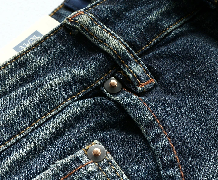 Новинка Весна 2021 синие потертые джинсы с эффектом усов мужские Модные эластичные