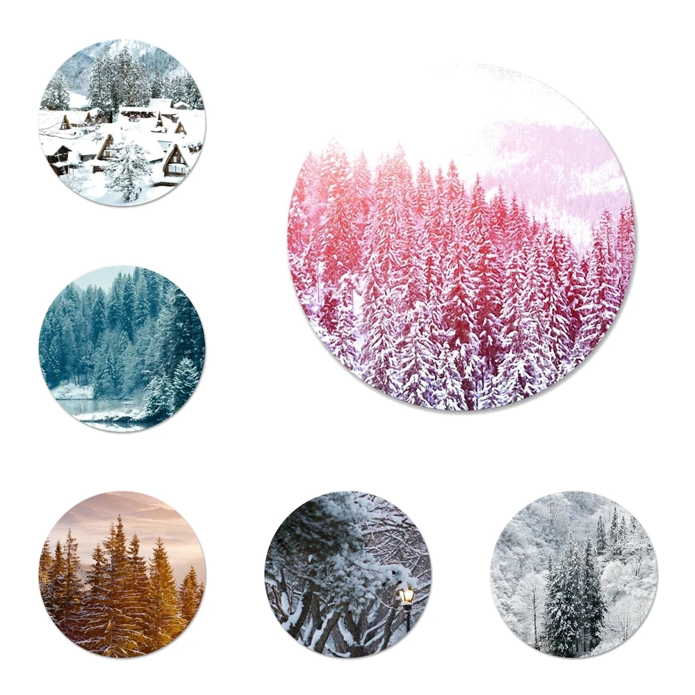 

Зимний Снежный лес значок для одежды рюкзак украшение подарок