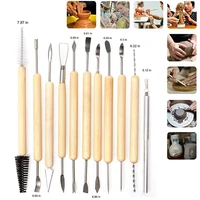 1set clay sculpting kit wooden handle carved knife for sculpt wax pottery ceramics polymer shapers modeling soft clay make tools