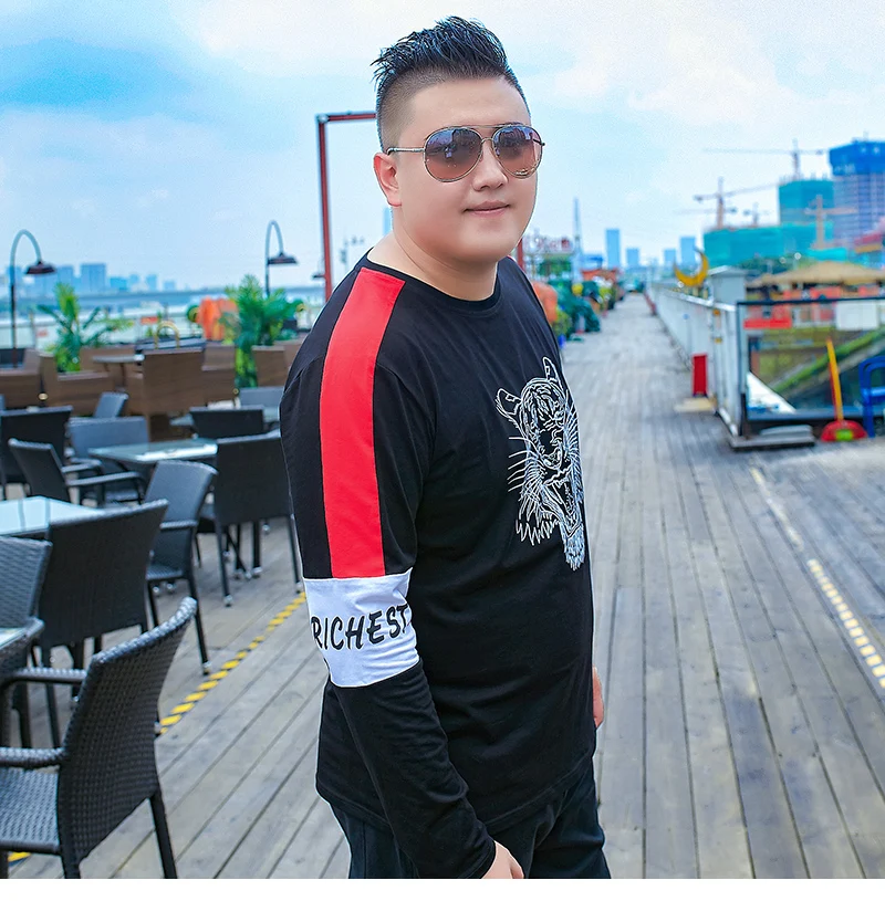 Мужские Забавные футболки с длинным рукавом футболка принтом тигра хлопковая