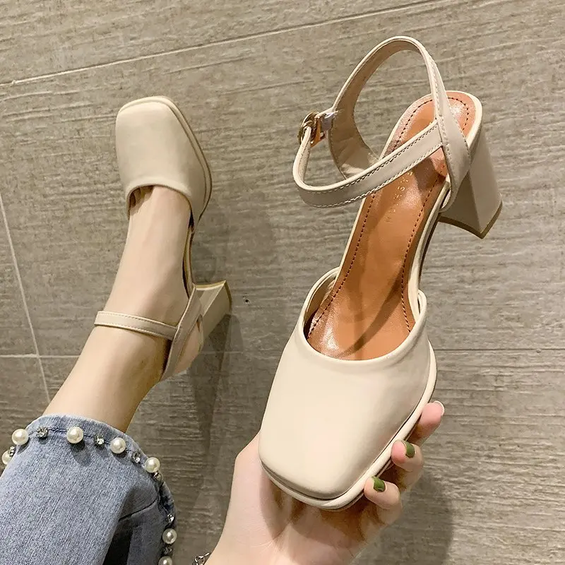 

Fashion Womens Shoes 2021 Block Heels Female Sandal Med All-Match Espadrilles Platform Luxury Chunky Girls Medium Summer Clear C