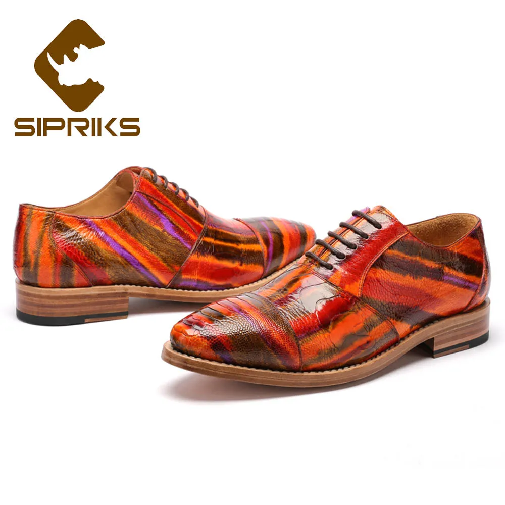

Sipriks Luxury 100% Ostrich Skin Casual Shoes For Mens Italian Handamde Goodyear Welted Dress Oxfords Male Wedding Shoes Suit 45
